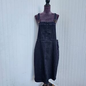 The Main Street Exchange Womens Modest Denim Overall Stretch Skirt Black Plus 18